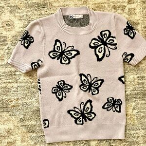 SO Kids Butterfly Print sweater shirt - Black and lavender